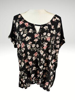 Lilly Morgan Cottagecore Boho Floral Blouse Black Plus Size 2X (SKU: 30W)